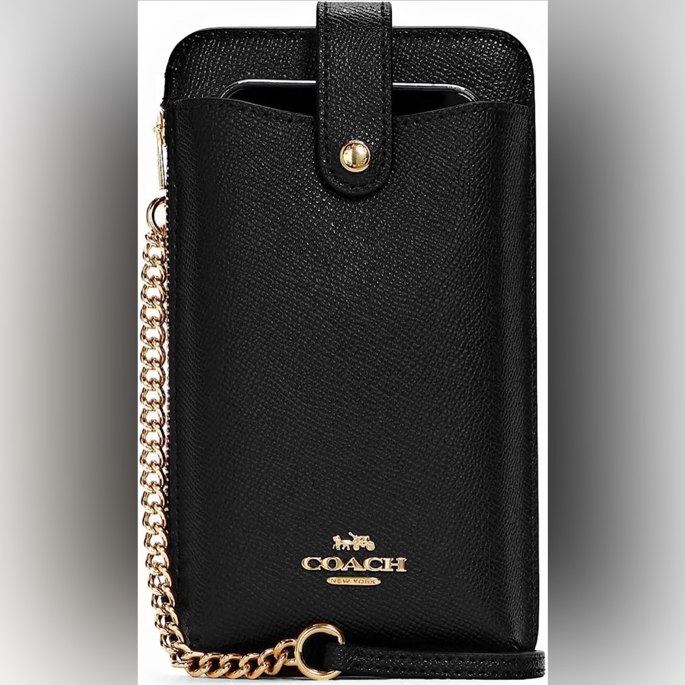 COACH Womens North/South Black Phone Crossbody